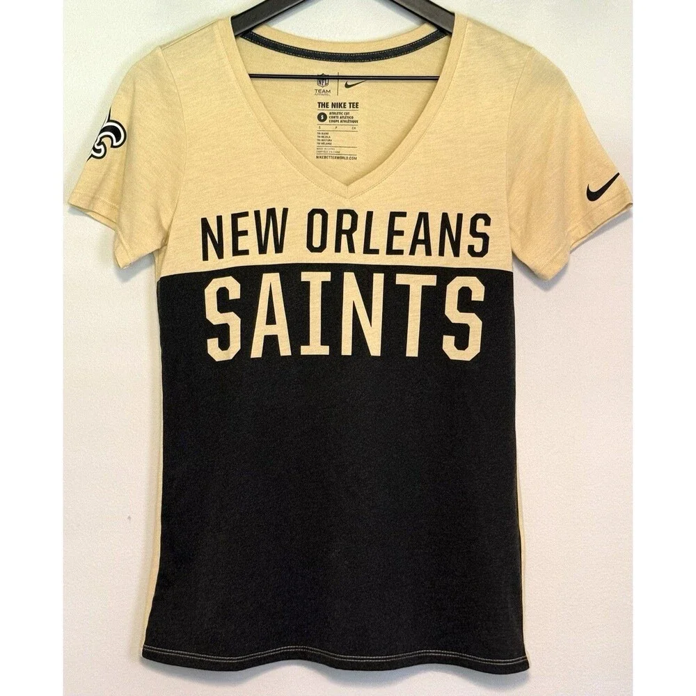 Nike Women's NFL New Orleans Saints Tee Small Black Gold Athletic Cut
